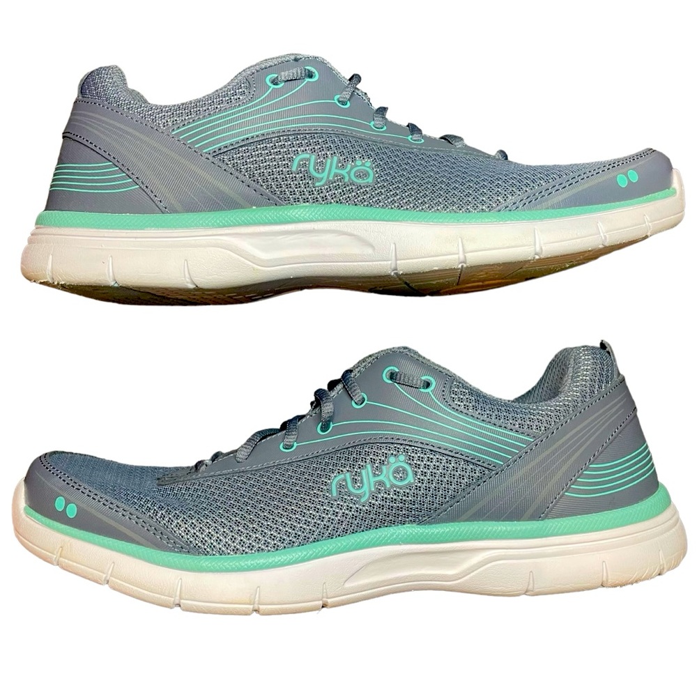 RYKA Women's Destiny Comfort Athletic Sneaker Grey Teal Lace Up Closure Shoe S 9